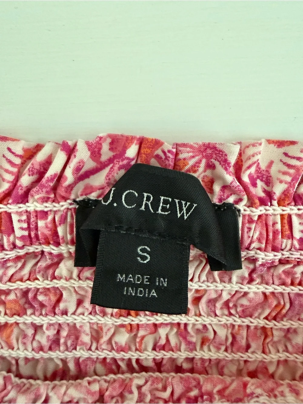J.Crew Dandelion Swirl Puff Sleeve Smocked Mini Dress Pink Small